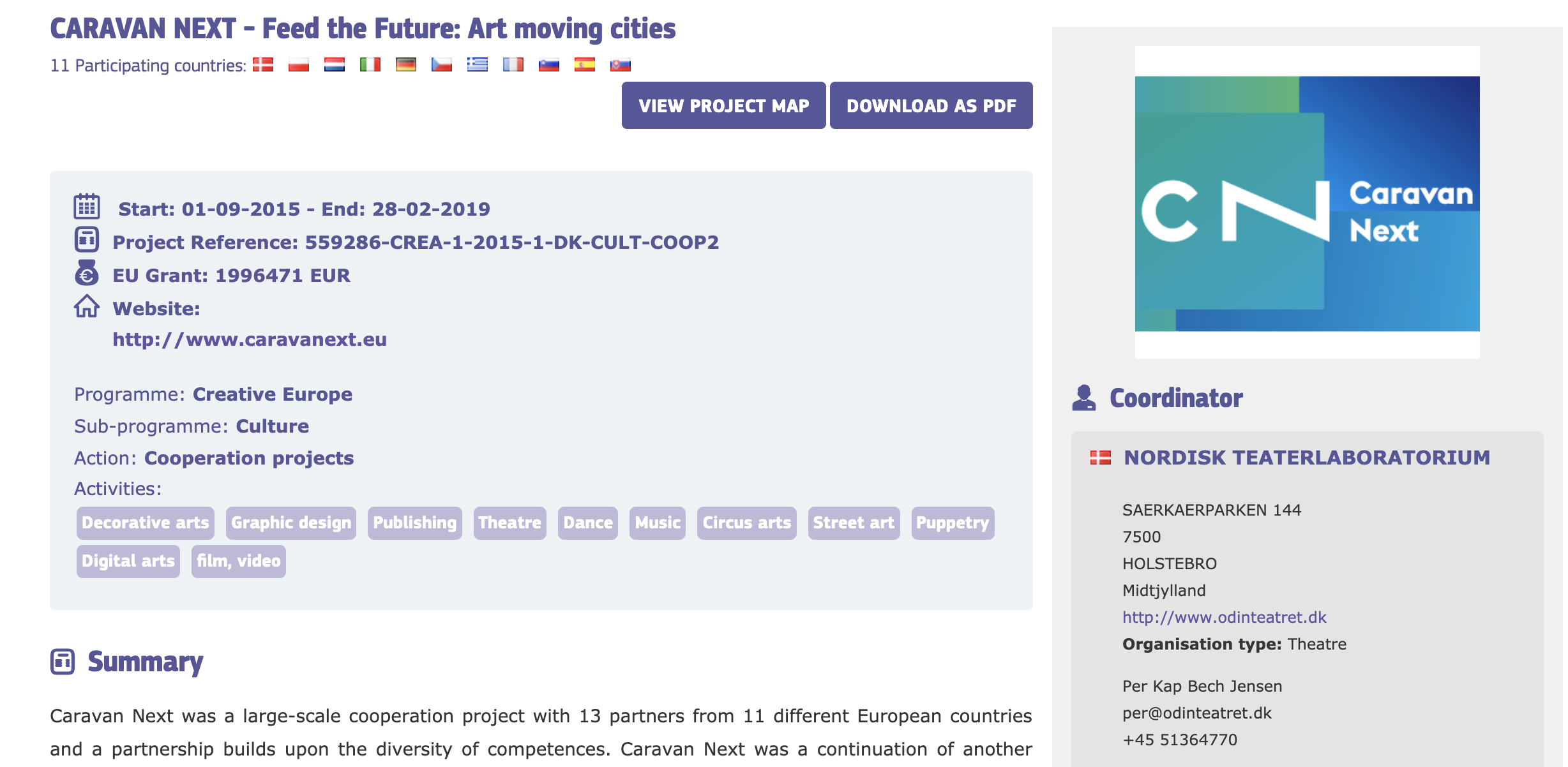 Creative Europe results portal: project Caravan Next